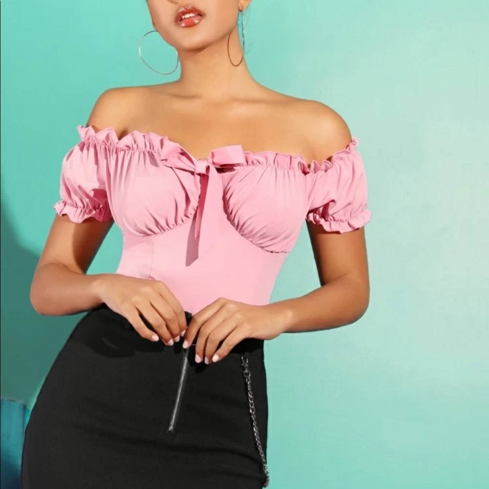 Off shoulder bow front top